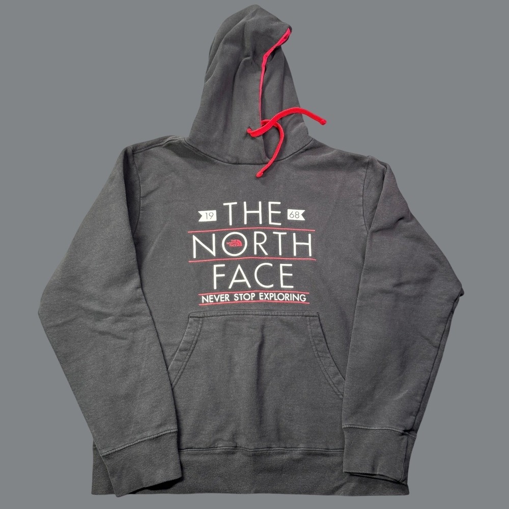 The North Face Hoodie Mens M Black Red Never Stop Exploring Streetwear
